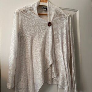 Bobéau White Lightweight Draped Cardigan Asymmetrical Hem Size S